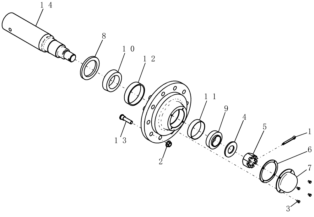 Схема запчастей Case IH 3580 - (44.100.01) - FRONT HUB/SPINDLE ASSEMBLY - 10 BOLT (BSN - YCS015062) (44) - WHEELS