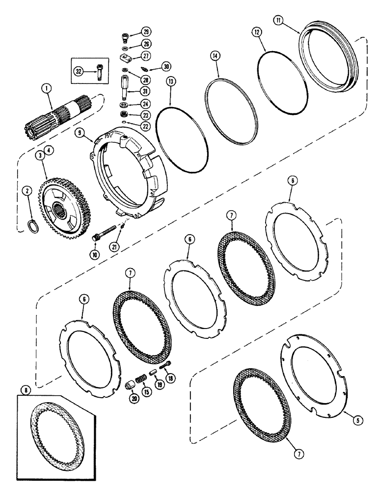 Схема запчастей Case IH 1370 - (196) - DIFFERENTIAL SHAFT AND BRAKE MECHANISM (06) - POWER TRAIN