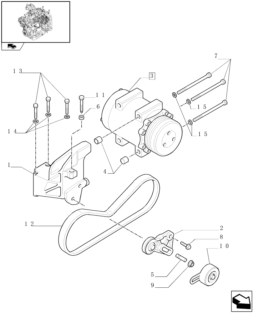 Схема запчастей Case IH PUMA 125 - (0.88.0) - COMPRESSOR - AIR CONDITIONING (01) - ENGINE