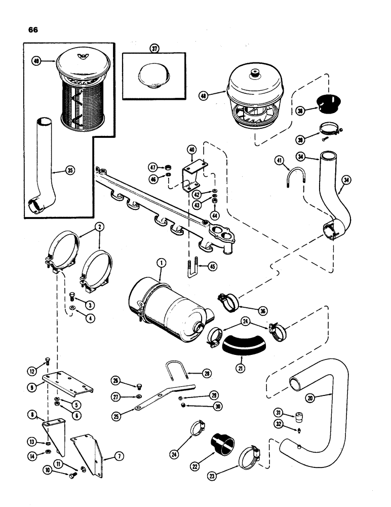 Схема запчастей Case IH 970 - (066) - AIR CLEANER MOUNTING, (377B) SPARK IGNITION ENGINE (02) - ENGINE