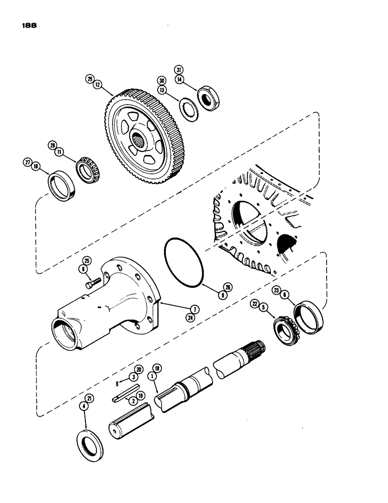 Схема запчастей Case IH 970 - (188) - 96" REAR AXLE, 3-1/2" DIAMETER INTERMEDIATE AXLE (06) - POWER TRAIN