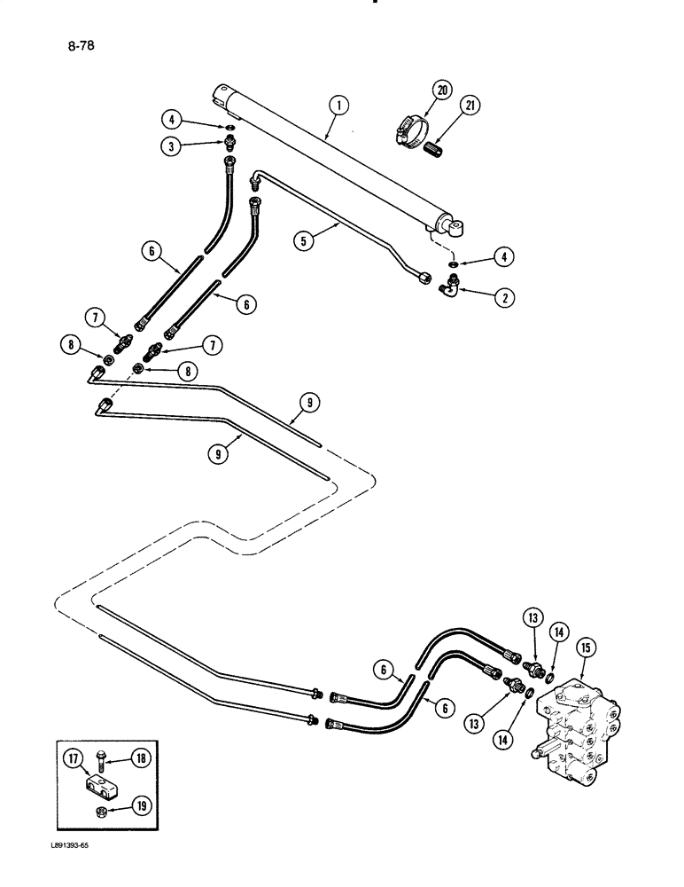 Схема запчастей Case IH 1670 - (8-78) - UNLOADER TUBE SWING CYLINDER SYSTEM (07) - HYDRAULICS