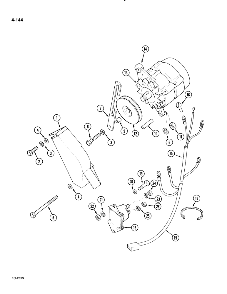 Схема запчастей Case IH 885 - (4-144) - ALTERNATOR AND SHIELD (04) - ELECTRICAL SYSTEMS