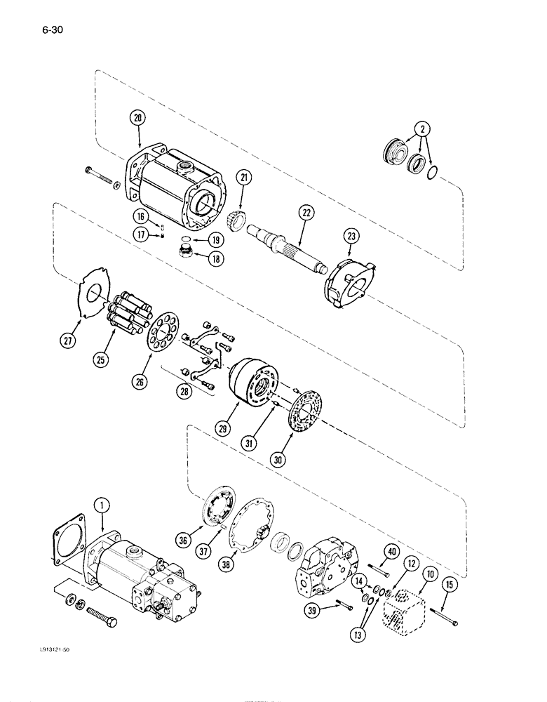 Схема запчастей Case IH 1640 - (6-30) - HYDROSTATIC MOTOR, P.I.N. JJC0097001 AND AFTER (03) - POWER TRAIN