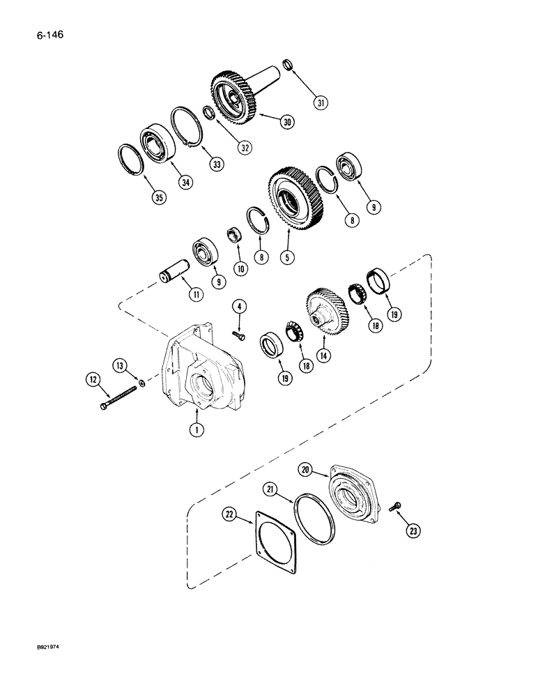 Схема запчастей Case IH 7140 - (6-146) - TRANSMISSION PUMP DRIVE, TRANSMISSION S/N AJB0041175 AND AFTER (06) - POWER TRAIN