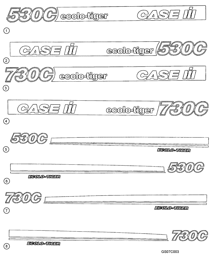 Схема запчастей Case IH 730C - (90.108.02.01) - DECALS (09) - CHASSIS/ATTACHMENTS