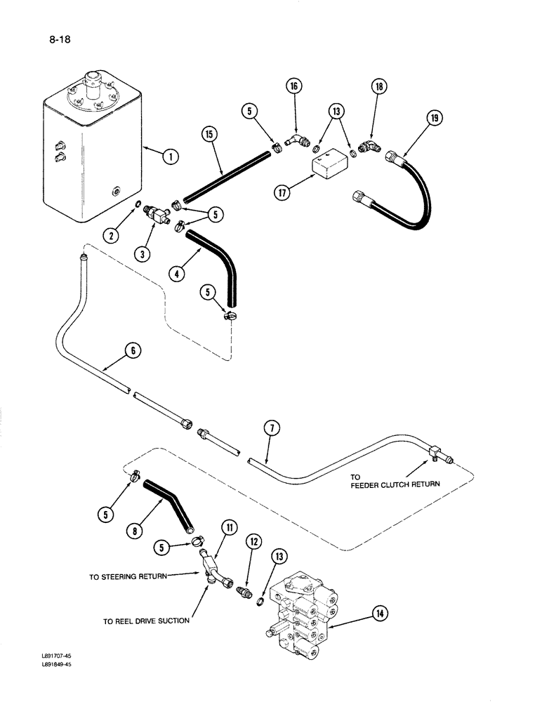 Схема запчастей Case IH 1670 - (8-18) - HEADER LIFT RETURN SYSTEM (07) - HYDRAULICS