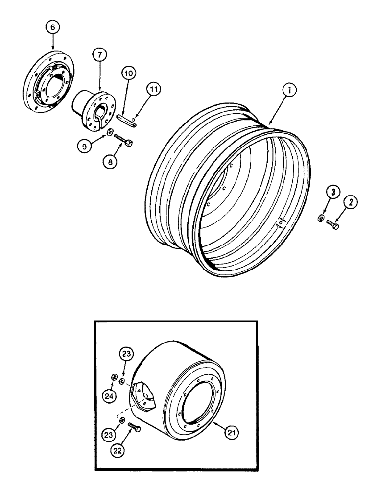 Схема запчастей Case IH 8950 - (6-086) - STEEL REAR WHEELS, SINGLE OR DUAL, PRIOR TO P.I.N. JJA0083000 (06) - POWER TRAIN