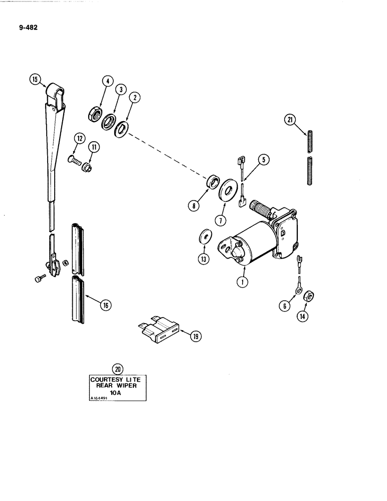 Схема запчастей Case IH 4494 - (9-482) - REAR WINDOW WIPER (09) - CHASSIS/ATTACHMENTS