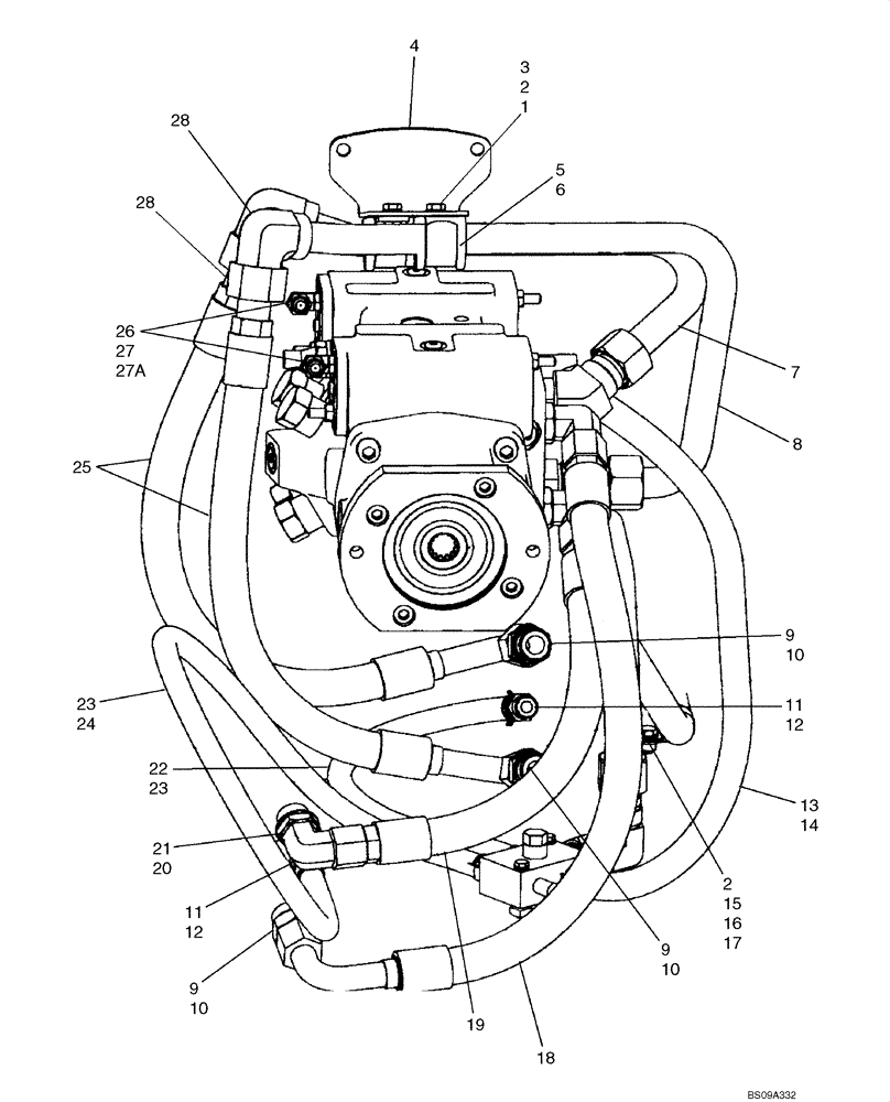 Схема запчастей Case IH 430 - (06-10) - HYDROSTATICS - HOSES (430 WITH PILOT CONTROL) (06) - POWER TRAIN