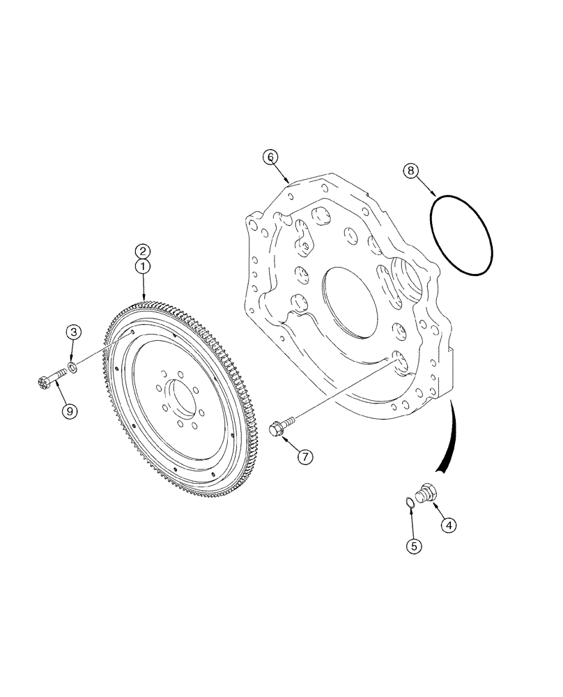 Схема запчастей Case IH 2344 - (02-25) - FLYWHEEL AND BACKING PLATE (01) - ENGINE