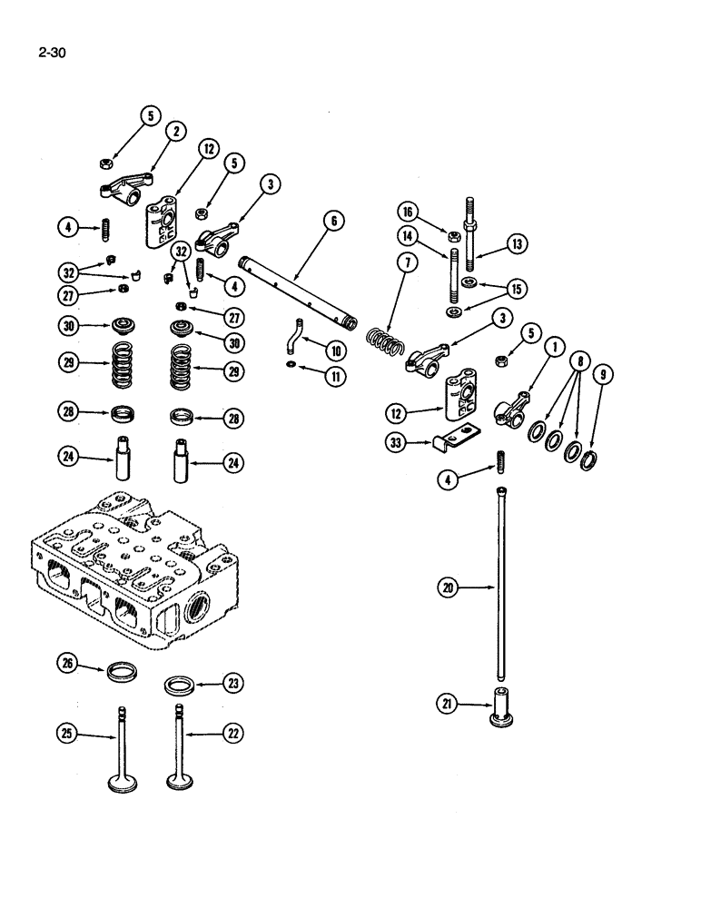 Схема запчастей Case IH 3394 - (2-30) - VALVE MECHANISM, 504BDT DIESEL ENGINE (02) - ENGINE