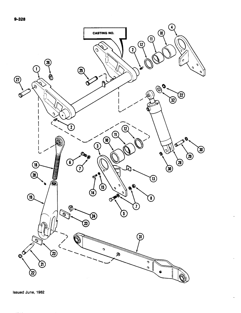 Схема запчастей Case IH 4490 - (9-328) - THREE POINT HITCH, LIFT LINKS AND ROCKSHAFT, P.I.N. 8860450 & AFTER (09) - CHASSIS/ATTACHMENTS