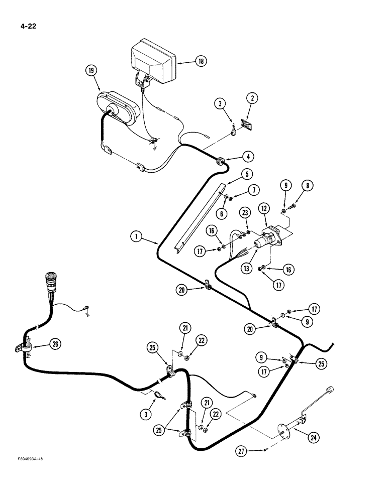 Схема запчастей Case IH 9280 - (4-22) - REAR FRAME HARNESS (04) - ELECTRICAL SYSTEMS