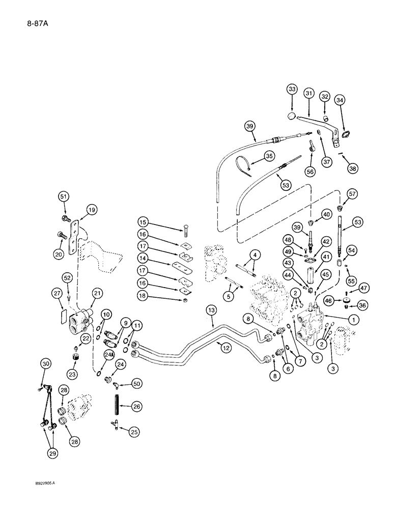 Схема запчастей Case IH 7110 - (8-87A) - FOURTH CIRCUIT REMOTE HYDRAULICS, TRANSMISSION SERIAL NUMBER AJB0060500 AND AFTER (08) - HYDRAULICS