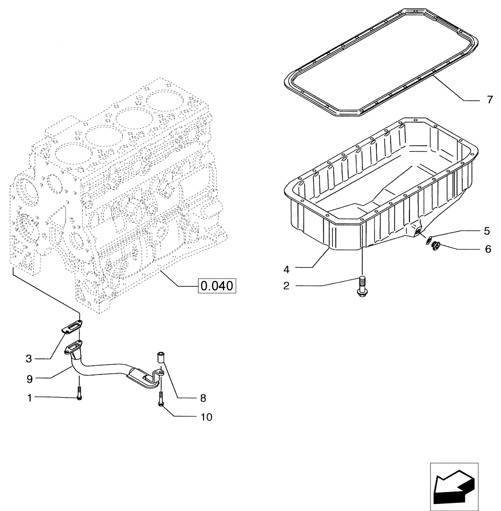 Схема запчастей Case IH P70 - (0.04.2[01]) - ENGINE OIL SUMP (02) - ENGINE