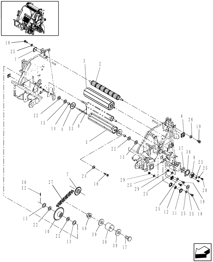 Схема запчастей Case IH RBX453 - (14.52[2]) - MAIN FRAME & ROLLS, STUFFER FEEDER (14) - BALE CHAMBER