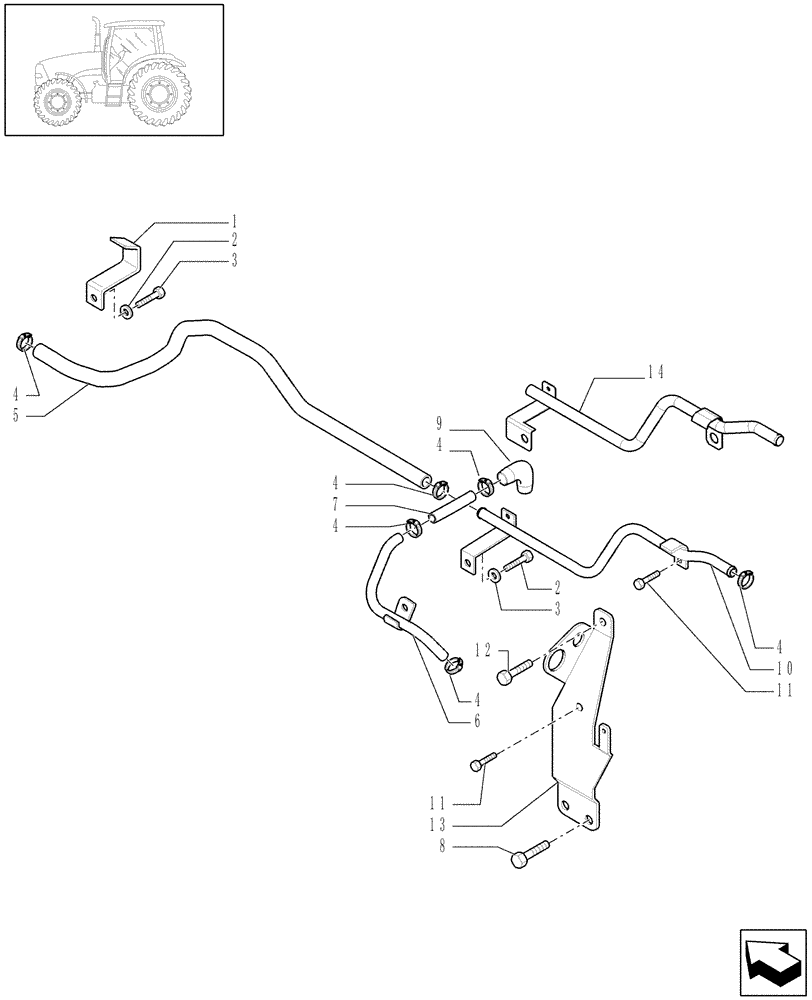 Схема запчастей Case IH PUMA 180 - (1.94.3[01]) - HEATING SYSTEM PIPES (10) - OPERATORS PLATFORM/CAB