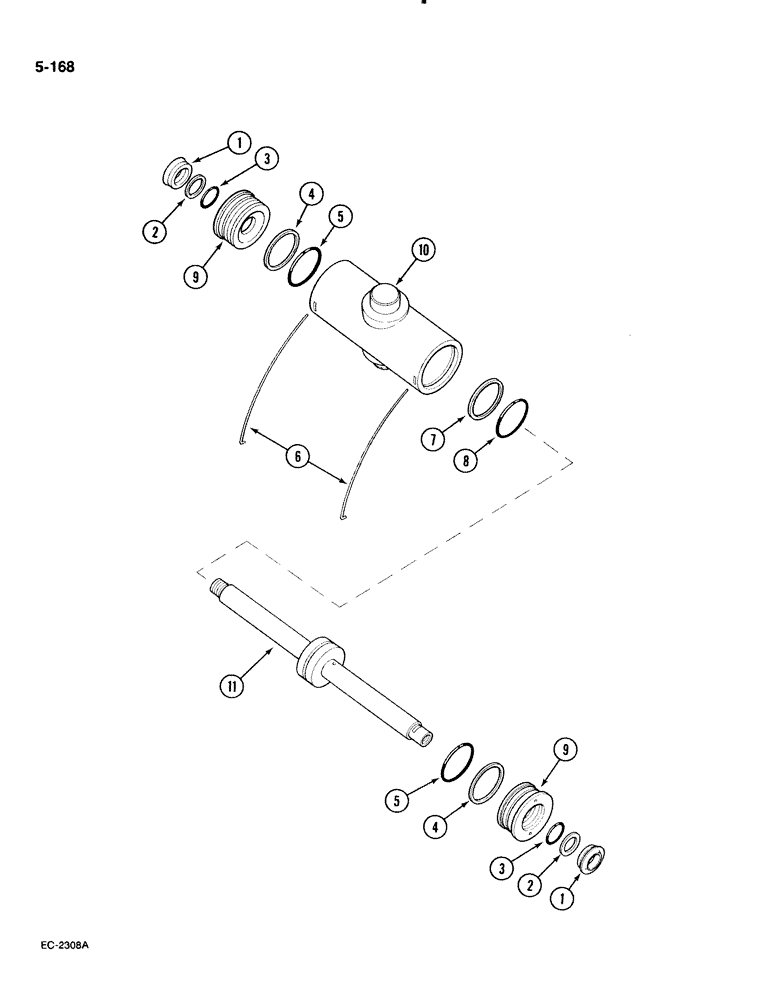 Схема запчастей Case IH 885 - (5-168) - POWER STEERING CYLINDER, 2 WHEEL DRIVE TRACTORS (05) - STEERING