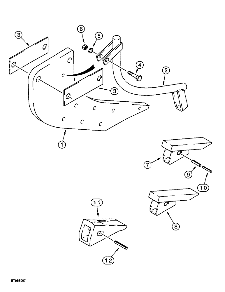 Схема запчастей Case IH 14 - (9-96) - SHANK KIT, HIGH PENETRATION, RETROFIT FOR MODEL 14 AUTO-TRIP RIPPERS BUILT PRIOR TO 1995 