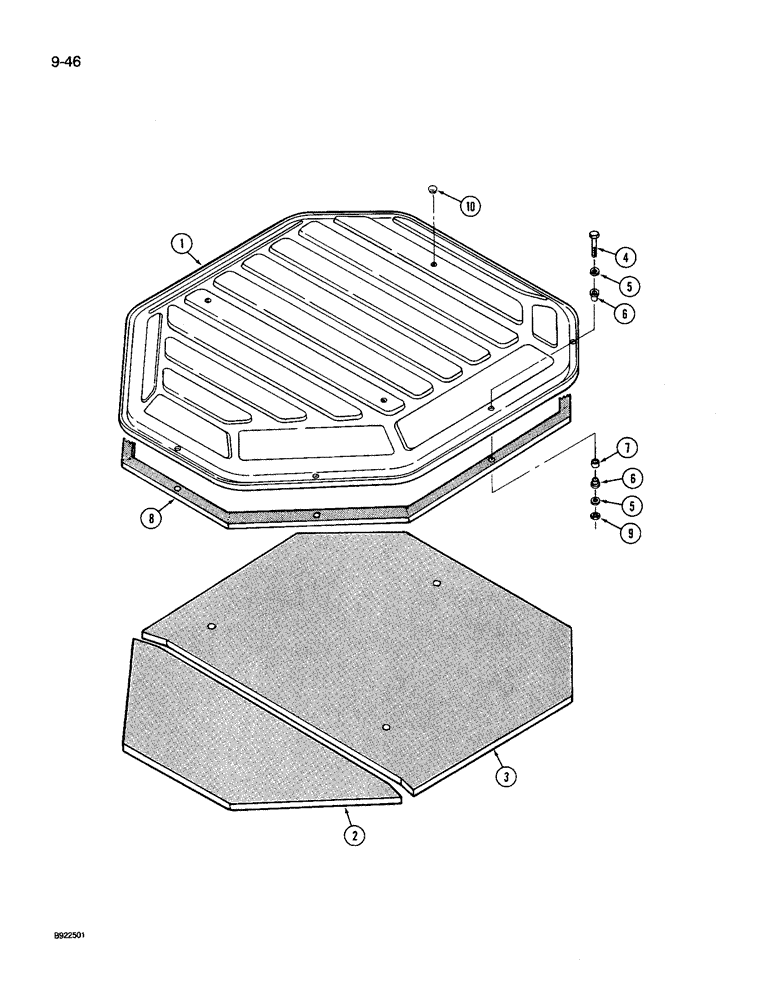 Схема запчастей Case IH 9260 - (9-046) - ROOF CAP, CAB AND ROPS (09) - CHASSIS/ATTACHMENTS