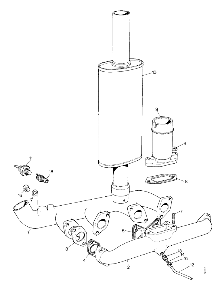 Схема запчастей Case IH 1290 - (A-11) - MANIFOLDS AND MUFFLER (01) - ENGINE