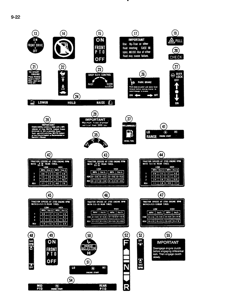 Схема запчастей Case IH 235 - (9-22) - DECALS, INSTRUCTIONS (09) - CHASSIS/ATTACHMENTS