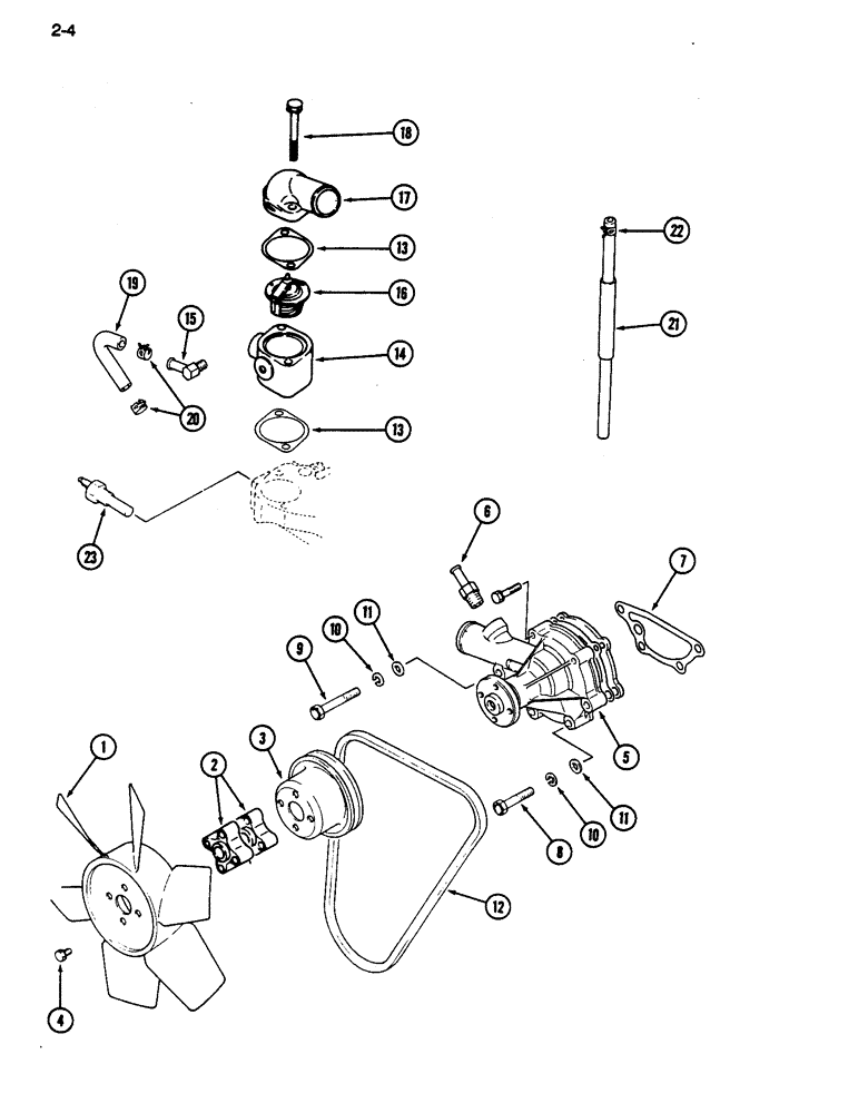 Схема запчастей Case IH 255 - (2-04) - WATER PUMP (02) - ENGINE