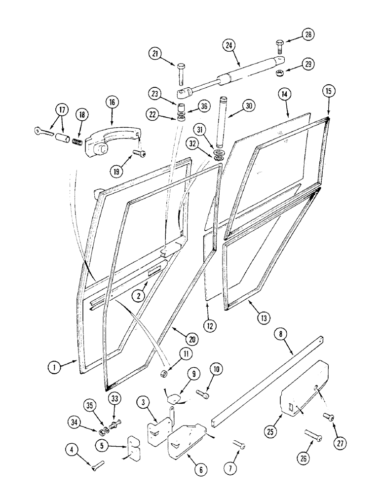 Схема запчастей Case IH 1294 - (9-348) - CAB DOOR, RIGHT-HAND, TRACTORS WITH CAB (09) - CHASSIS/ATTACHMENTS