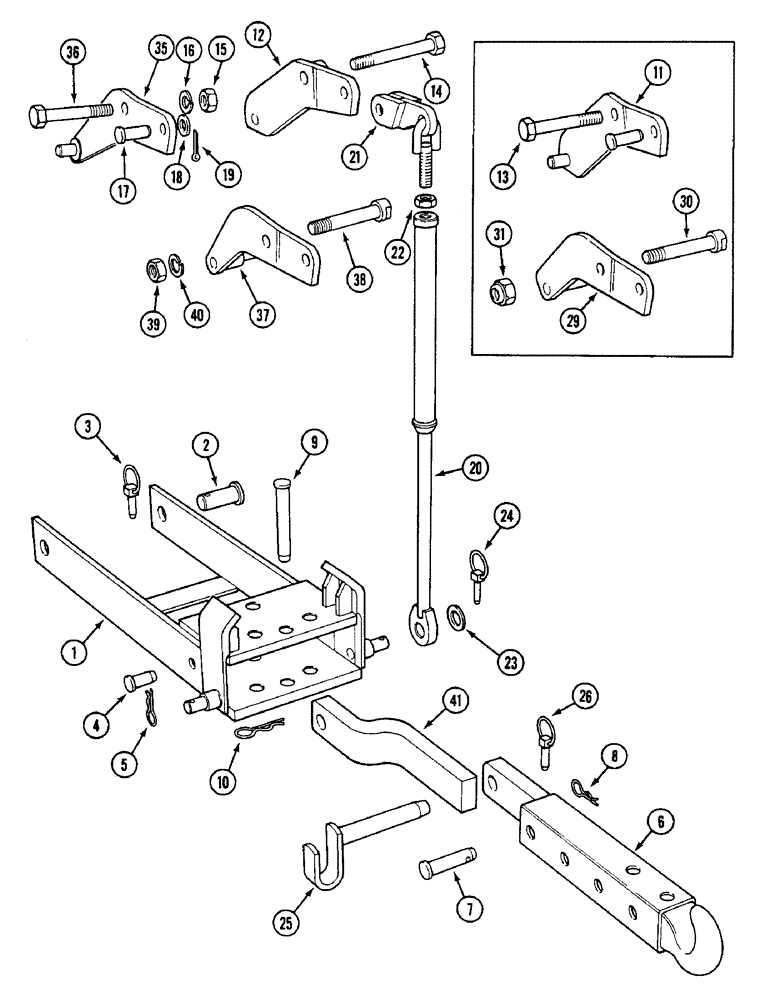 Схема запчастей Case IH 1594 - (9-340) - PICK-UP HITCH, DRAWBAR AND FRAME, NOT NORTH AMERICA (09) - CHASSIS/ATTACHMENTS