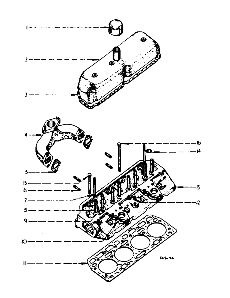 Схема запчастей Case IH 354 - (1-03) - DIESEL ENGINE, CYLINDER HEAD AND EXHAUST MANIFOLD (01) - ENGINE