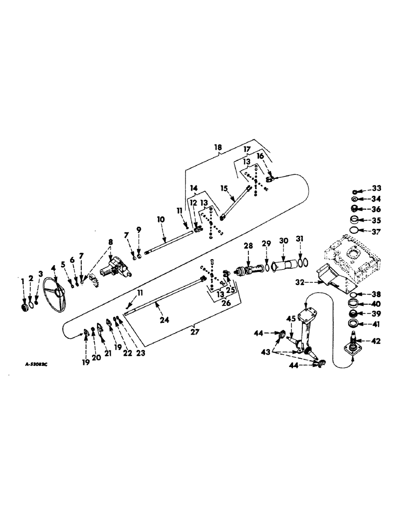 Схема запчастей Case IH 560 - (169) - STEERING MECHANISM, STEERING MECHANISM, AND LOWER BOLSTERS, FARMALL 560 SERIES Steering Mechanism