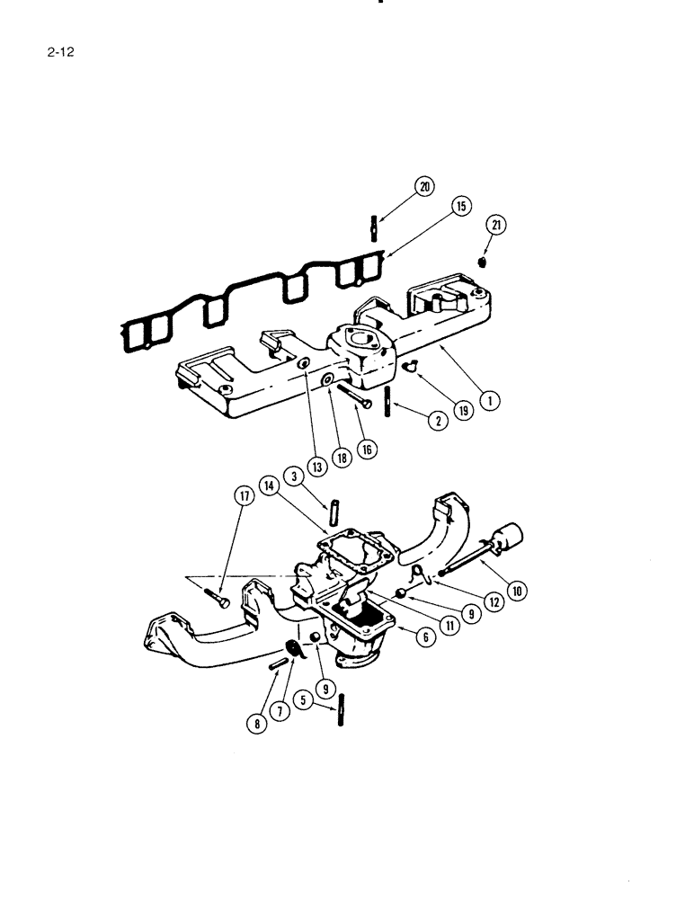 Схема запчастей Case IH 4000 - (2-12) - MANIFOLDS, C-232 AND C-258 GAS ENGINES (02) - ENGINE