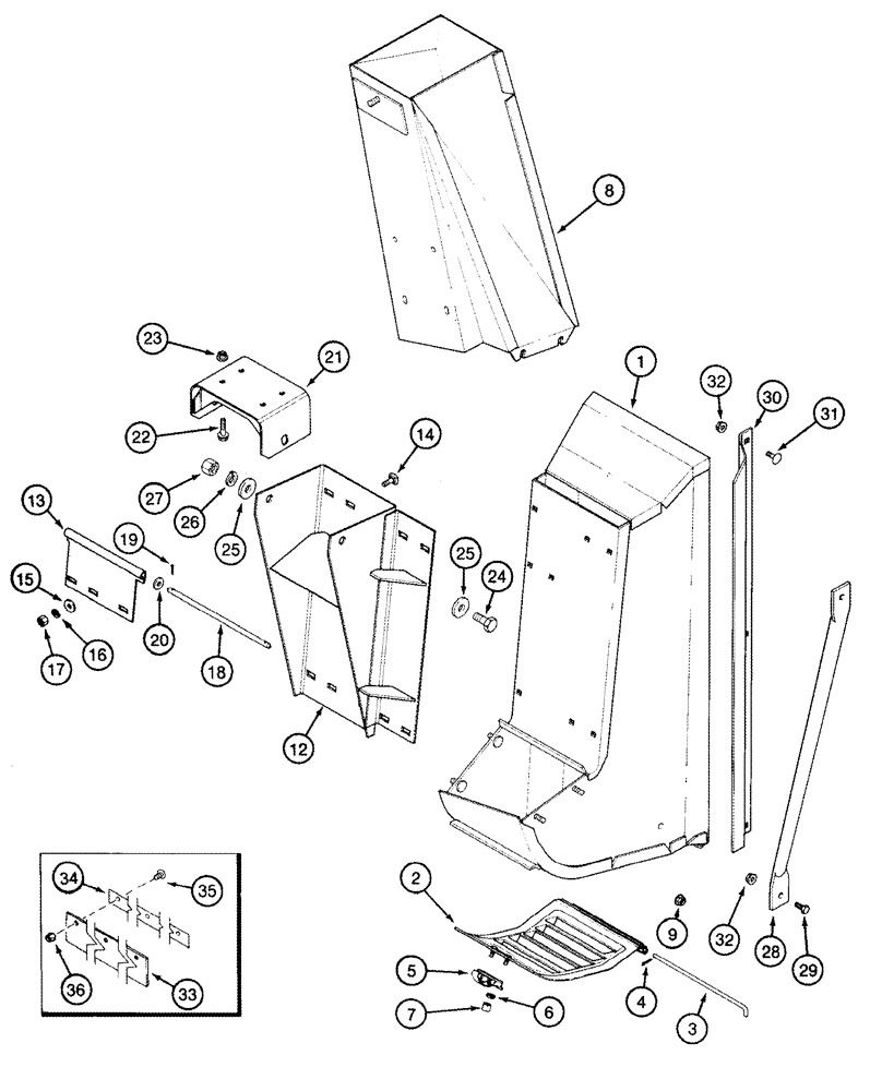 Схема запчастей Case IH 2555 - (09C-06) - DRUM OUTLETS REAR (15) - HANDLING SYSTEM