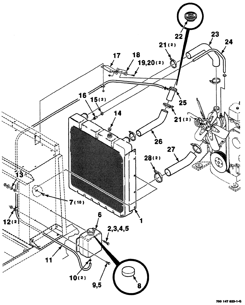 Схема запчастей Case IH 8860 - (02-20) - RADIATOR, HOSES AND MOUNTING ASSEMBLY (10) - ENGINE