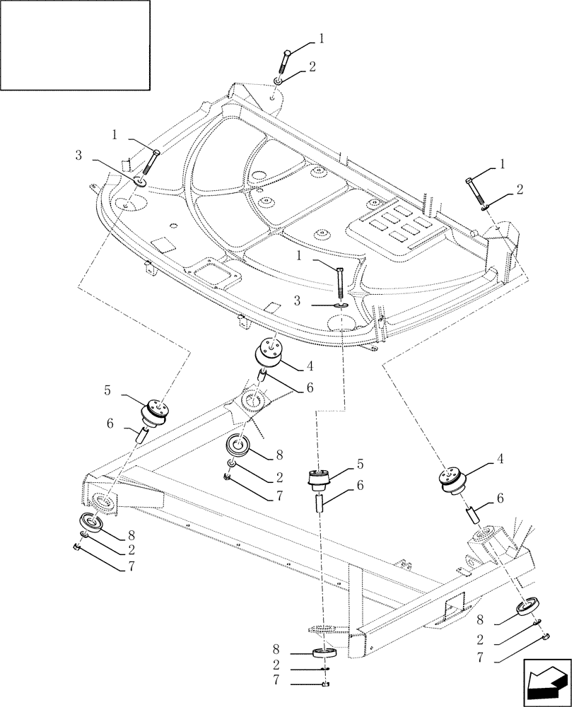 Схема запчастей Case IH 7010 - (90.150.06) - CAB MOUNTING (90) - PLATFORM, CAB, BODYWORK AND DECALS