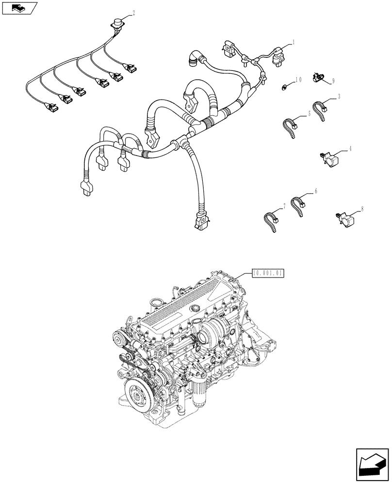 Схема запчастей Case IH F3BFE613D A004 - (55.100.05) - MOTOR ELECTRIC INSTALLATION (504091649-5801465788) (55) - ELECTRICAL SYSTEMS