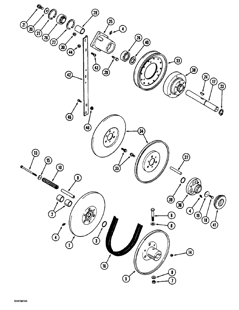 Схема запчастей Case IH 1660 - (9C-12) - CLEANING FAN, DRIVE, MODELS WITHOUT EXTENDED LENGTH CLEANING SYSTEM (15) - BEATER & CLEANING FANS