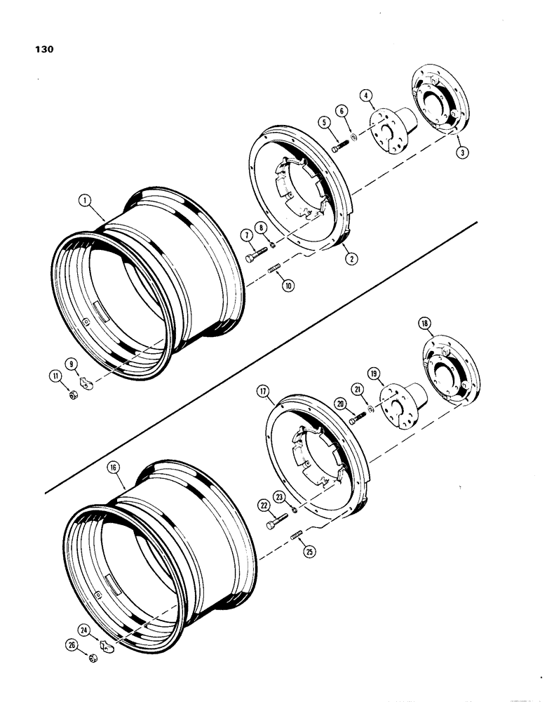 Схема запчастей Case IH 1270 - (130) - REAR WHEELS WITH 32 INCH RIMS (06) - POWER TRAIN