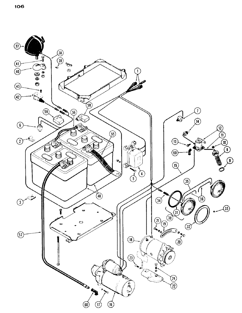 Схема запчастей Case IH 430 - (106) - ELECTRICAL EQUIPMENT AND WIRING, 430 SERIES, 188 DIESEL ENGINE (04) - ELECTRICAL SYSTEMS