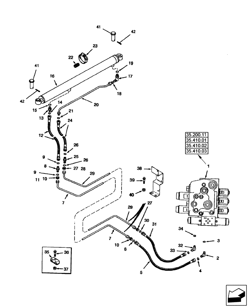 Схема запчастей Case IH 2577 - (35.440.01) - HYDRAULICS - UNLOADER TUBE SWING CYLINDER (35) - HYDRAULIC SYSTEMS