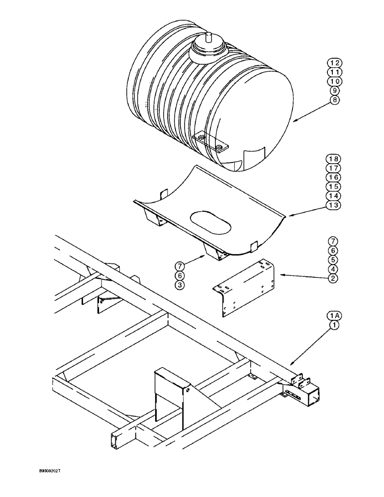 Схема запчастей Case IH 955 - (9F-036) - LIQUID FERTILIZER TANK AND MOUNTING, 8 ROW WIDE AND 12 ROW (09) - CHASSIS/ATTACHMENTS