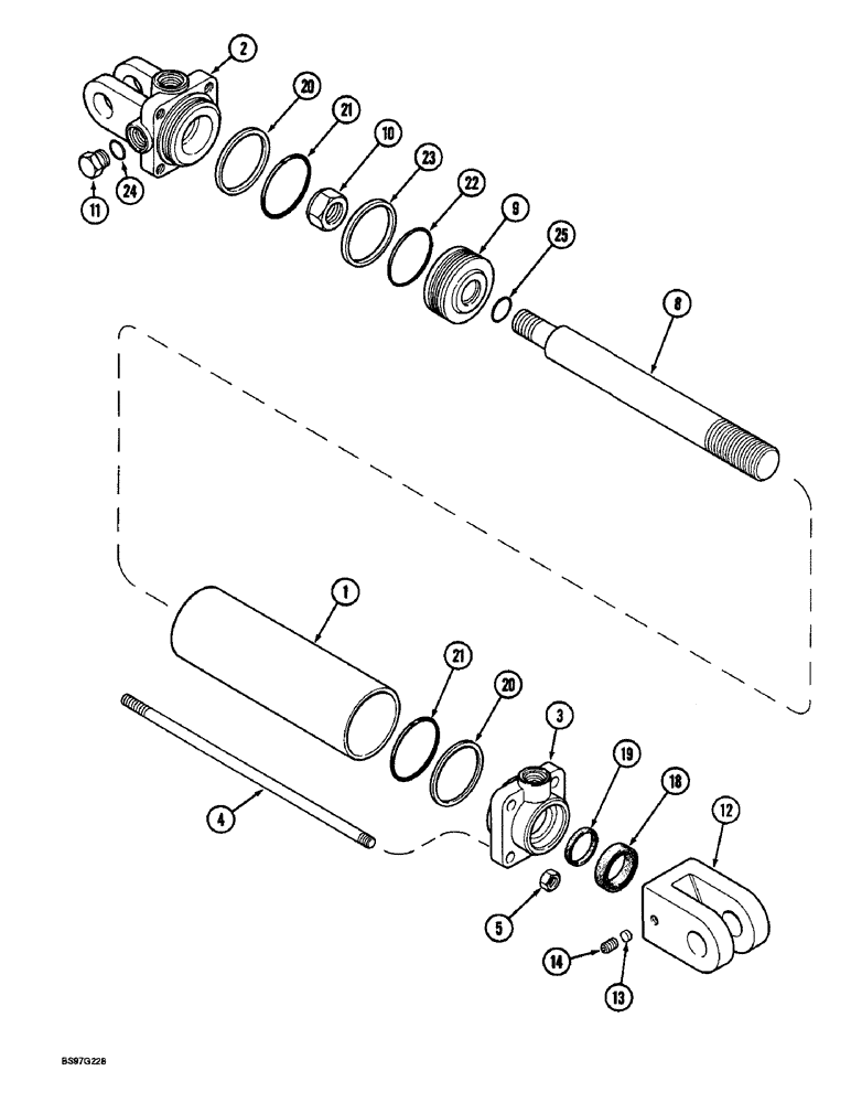 Схема запчастей Case IH 900 - (8-094) - STEERING WHEEL HYDRAULIC CYLINDER, CYCLO AIR HORIZONTAL FOLDING, ALL ROW SIZES (08) - HYDRAULICS