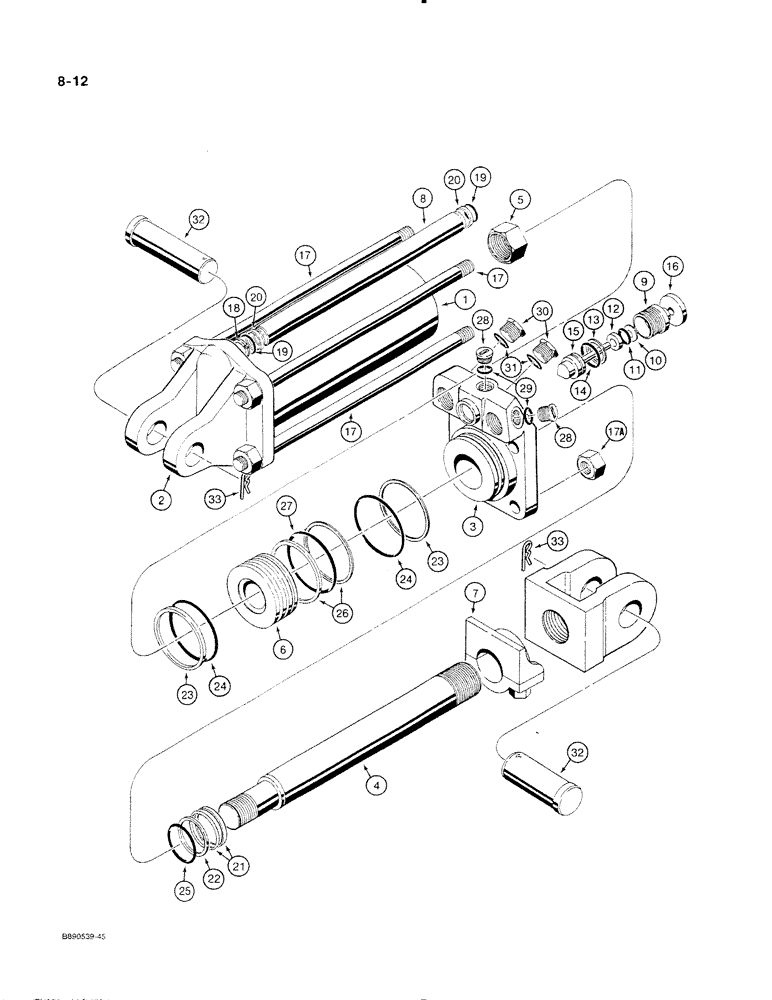 Схема запчастей Case IH 350 - (8-12) - TRANSPORT LIFT CYLINDER -403842R94 (08) - HYDRAULICS