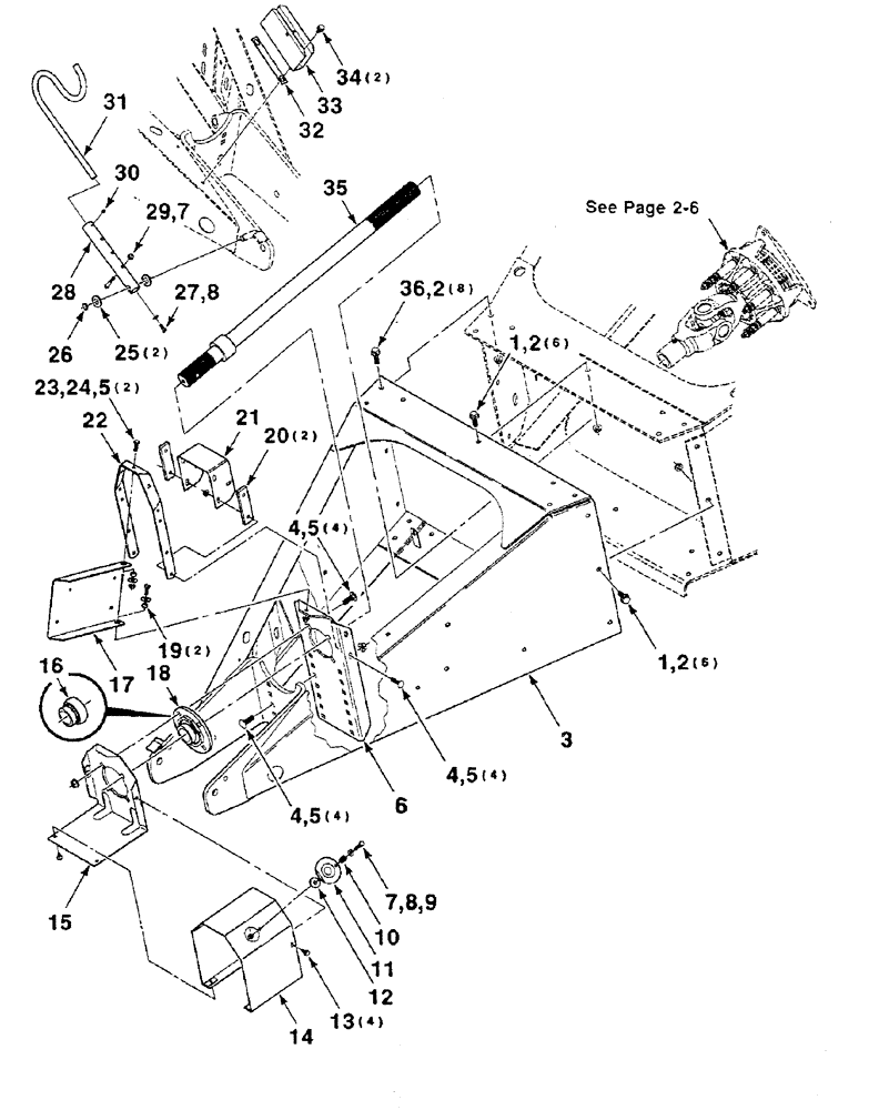 Схема запчастей Case IH 8585 - (2-04) - TONGUE, DRIVE SHAFT, MOUNTING AND SHIELD ASSEMBLIES Driveline