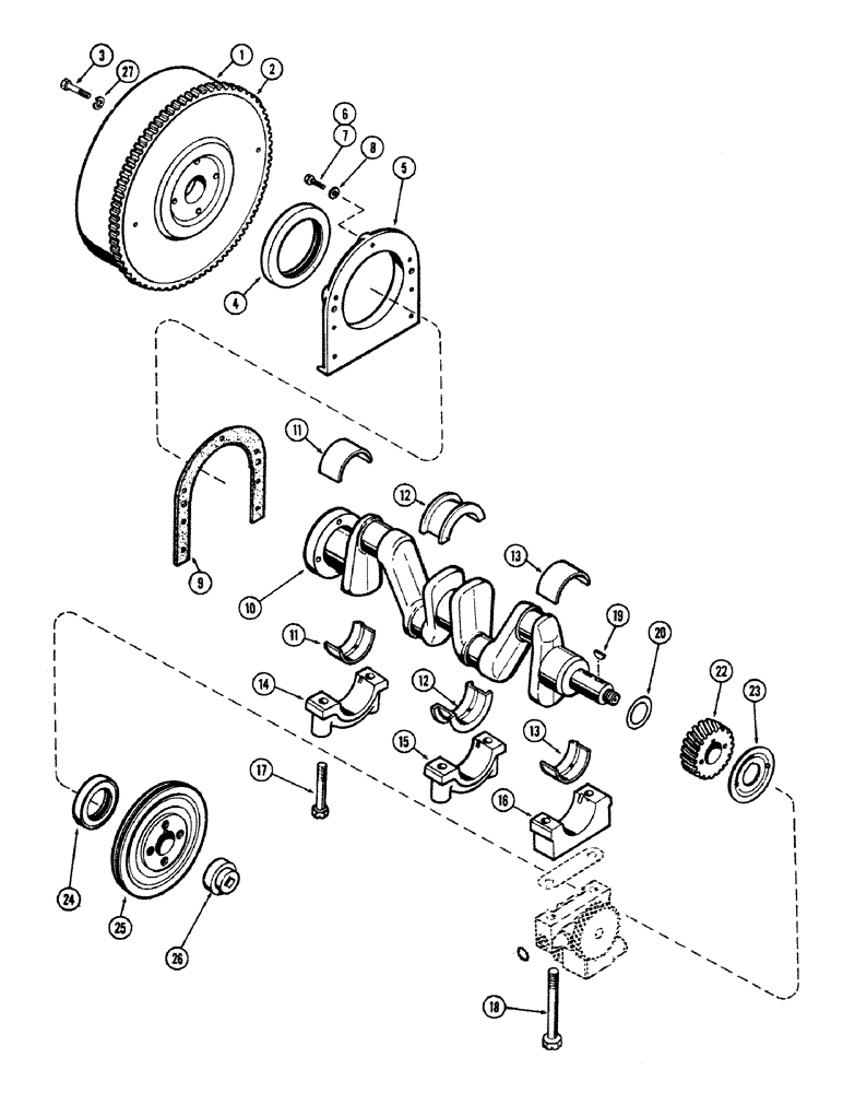 Схема запчастей Case IH M570 - (014) - CRANKSHAFT AND FLYWHEEL, (159) SPARK IGNITION ENGINE (02) - ENGINE