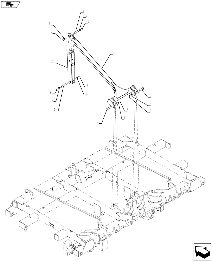 Схема запчастей Case IH NT950 - (39.100.05) - LINK LEVEL LIFT (39) - FRAMES AND BALLASTING