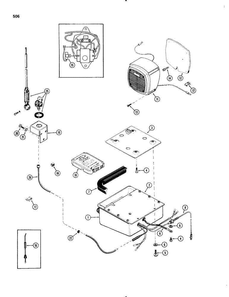 Схема запчастей Case IH 1270 - (506) - RADIO AND TAPE PLAYER KIT (09) - CHASSIS/ATTACHMENTS