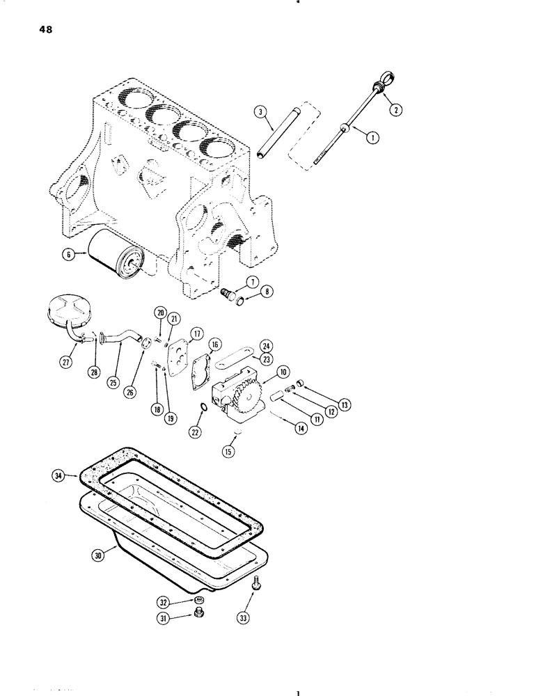 Схема запчастей Case IH 570 - (048) - OIL PUMP-OIL FILTER-OIL PAN, 570 (159) SPARK IGNITION ENGINE (02) - ENGINE