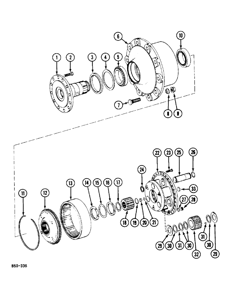 Схема запчастей Case IH 248 - (6-532) - HUB CARRIER PLANETARY DRIVE - 4 WHEEL DRIVE, FOR AXLE "ZF", 258, 585 (06) - POWER TRAIN